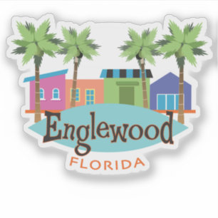 Englewood Florida Retro Style Illustration Aufkleber