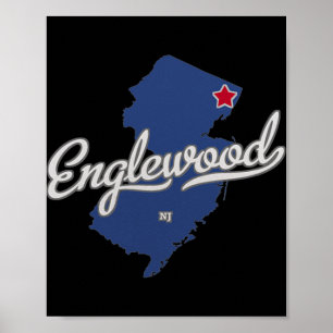 Englewood New Jersey Nj Karte Poster