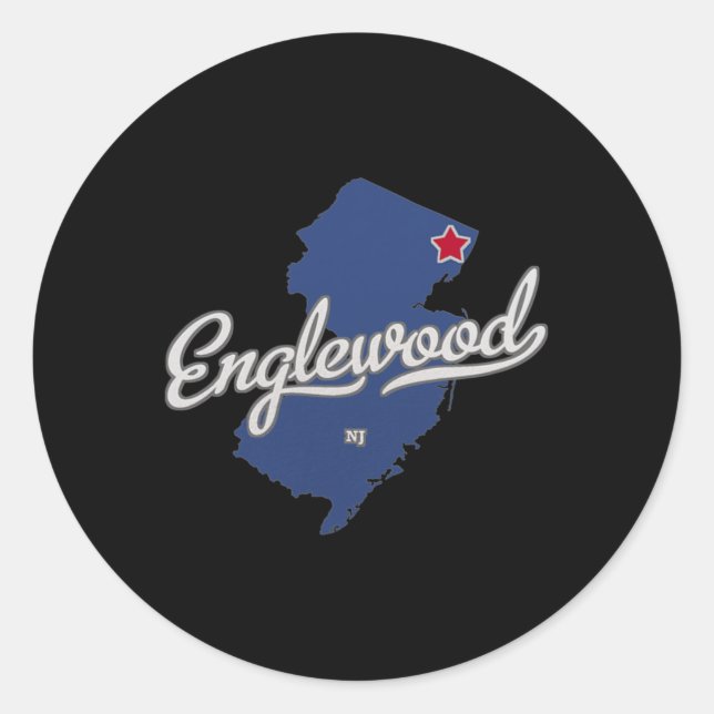 Englewood New Jersey Nj Map  Runder Aufkleber (Vorderseite)