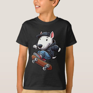 Englisch Bull Terrier Skateboarding Lustiger Hund T-Shirt