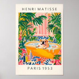 Englisch Bulldog Art Print, Floral Bad Print, Poster