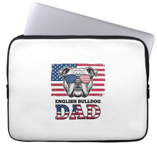Englisch Bulldog Daddy Patriotisches Vintage-Shirt Laptopschutzhülle