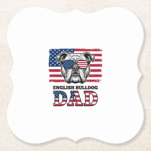 Englisch Bulldog Daddy Patriotisches Vintage-Shirt Untersetzer
