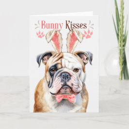 Englisch Bulldog in Bunny Ears für Ostern Feiertagskarte