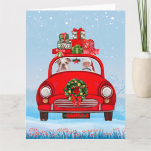 Englisch Bulldog in Car mit dem Weihnachtsmann Karte
