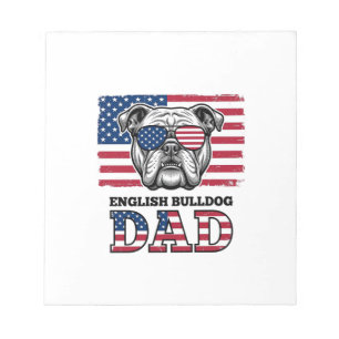 Englisch Bulldog Papa Patriotisches Vintage-Shirt- Notizblock