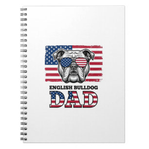 Englisch Bulldog Papa Patriotisches Vintage-Shirt- Notizblock