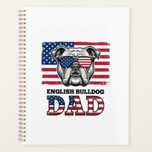 Englisch Bulldog Papa Patriotisches Vintage-Shirt- Planer