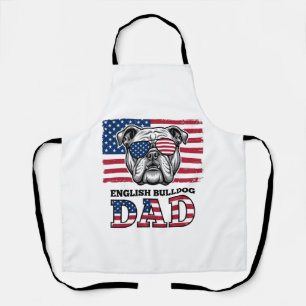 Englisch Bulldog Papa Patriotisches Vintage-Shirt- Schürze