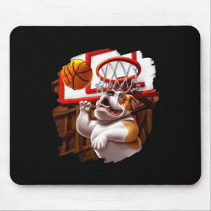 Englisch Bulldog Playing Basketball Spaß Dog Baske Mousepad