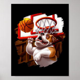 Englisch Bulldog Playing Basketball Spaß Dog Baske Poster