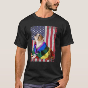 Englisch Bulldog Prix American Flag LGBT Flag T-Shirt