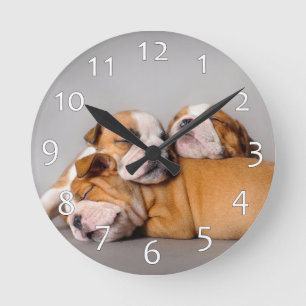 Englisch-Bulldog schlafen Runde Wanduhr