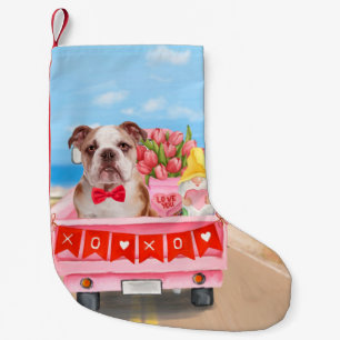 Englisch Bulldog Valentine's Day Lkw Herz Kleiner Weihnachtsstrumpf