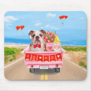 Englisch Bulldog Valentine's Day Lkw Herz Mousepad