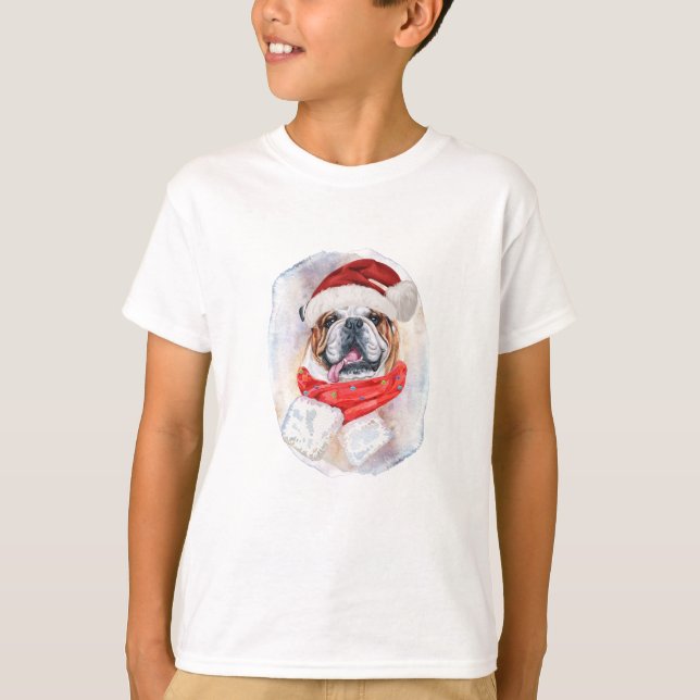 Englisch Bulldog Weihnachtsgeschenke für Hunde Lie T-Shirt (Vorderseite)