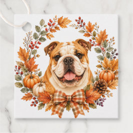 Englisch Bulldogge Herbstkranz Geschenkanhänger