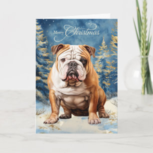 Englisch Bulldogge Kiefer Winter Wald Weihnachten