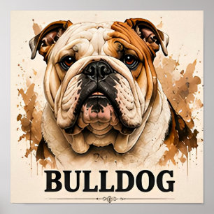 Englisch Bulldogge Klassisches Hundeportrait Kunst Poster