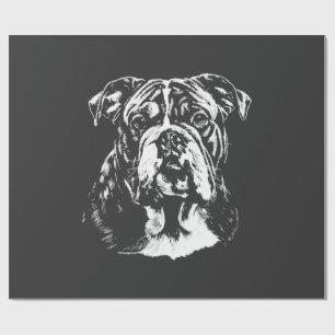 Englisch Bulldogge-Porträt Minimalistische Bekleid Geschenkpapier