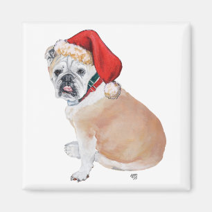 Englisch Bulldogge Santa Magnet