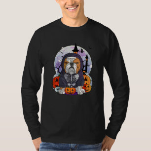 Englisch Bulldogge Skelett Kostüm Halloween Hexe P T-Shirt