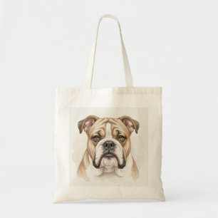 Englisch Bulldogge Wasserfarben-Porträt Tragetasche