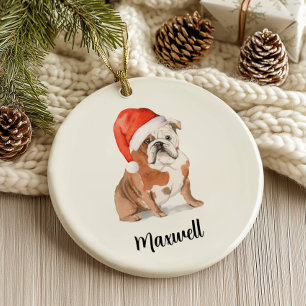 Englisch Bulldogge Weihnachten Keramik Ornament
