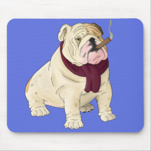 Englisch Bulldogge Welpe Cartoon Blau Mousepad