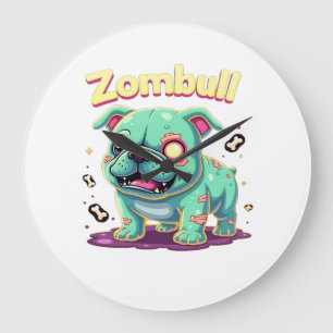 Englisch Bulldogge Zombie Hund Halloween Essential Große Wanduhr