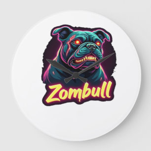 Englisch Bulldogge Zombie Hund Halloween Essential Große Wanduhr