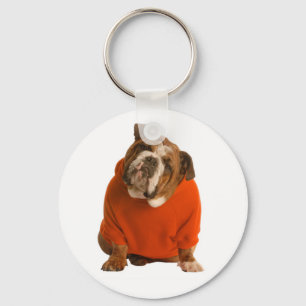 Englisch Bulldoggen-Welpen-Hund mit Pullover-Schlü Schlüsselanhänger
