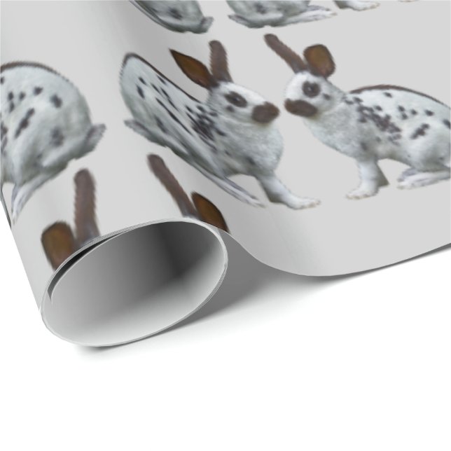 Englisch Bunny Frenzy Wrapping Paper (Light Gray) Geschenkpapier (Rolleneckpunkt)