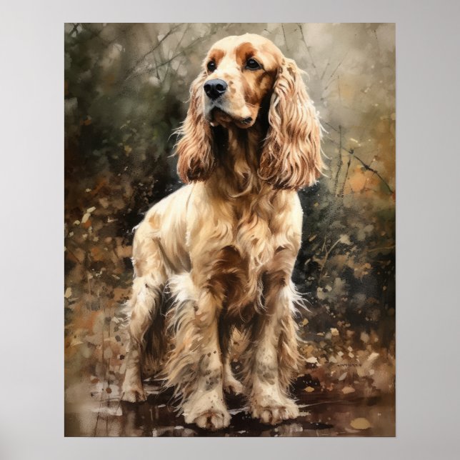 Englisch Cocker Spanisch Dog Art Print Poster (Vorne)