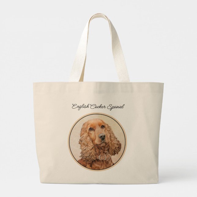 Englisch Cocker Spanisch Malerei Original Hunde Ku Jumbo Stoffbeutel (Rückseite)