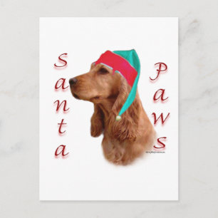 Englisch Cocker Spanisch (rot) Santa Paws Feiertagspostkarte