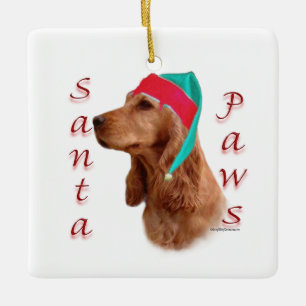 Englisch Cocker Spanisch (rot) Santa Paws Keramikornament