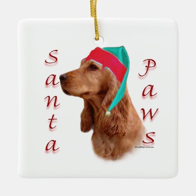 Englisch Cocker Spanisch (rot) Santa Paws Keramikornament (Vorderseite)