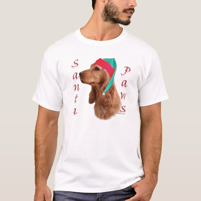 Englisch Cocker Spanisch (rot) Santa Paws T-Shirt (Vorderseite)