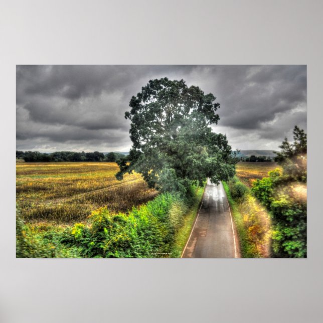 Englisch Country Road Landscape HDR Foto Print Poster (Vorne)