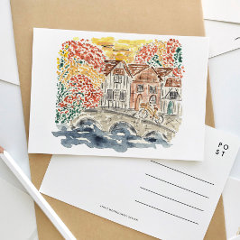 Englisch Countryside England Watercolor Travel Einladungspostkarte