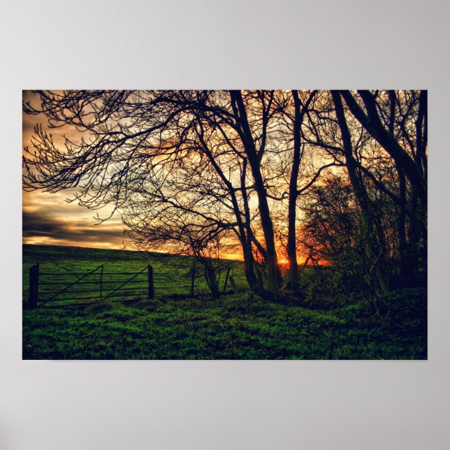 Englisch Countryside Sunset HDR Art Plakatdruck Poster (Vorne)