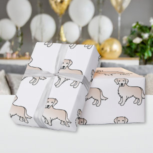 Englisch Cream Golden Retriever Cartoon Dog Muster Geschenkpapier