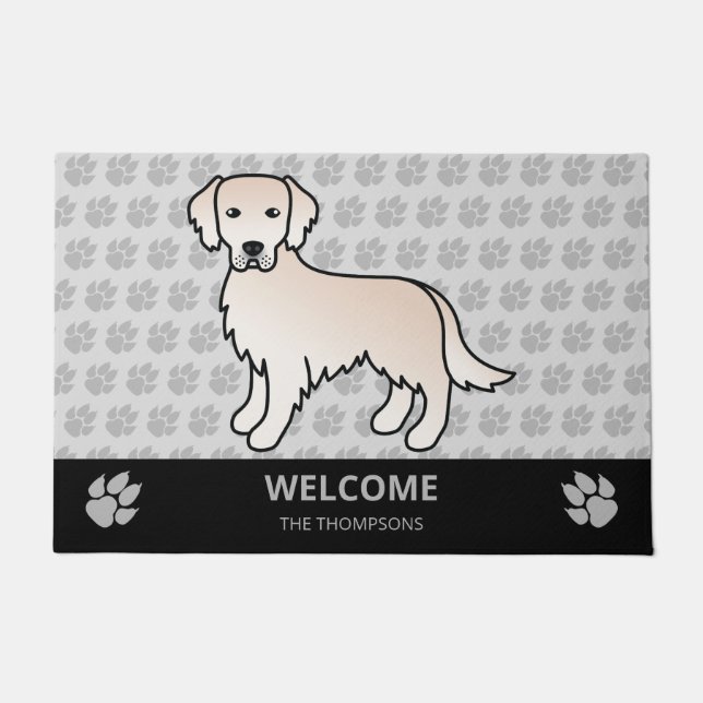 Englisch Cream Golden Retriever Dog & Custom Text Fußmatte (Vorderseite)