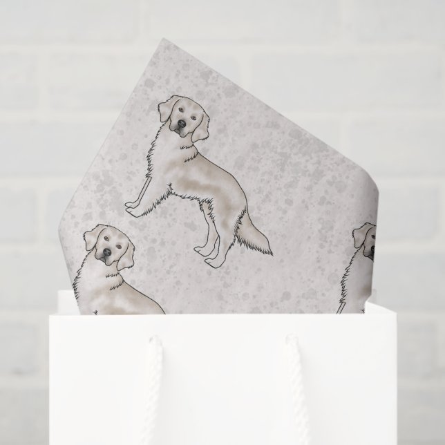 Englisch Cream Golden Retriever Dog Print Muster Seidenpapier (Geschenktüte)