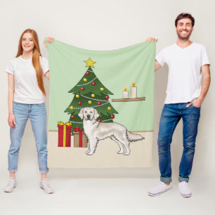 Englisch Cream Golden Retriever mit Weihnachtsbaum Fleecedecke