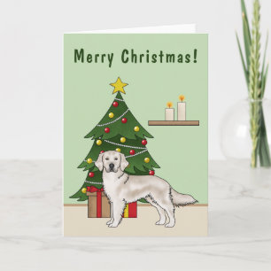 Englisch Cream Golden Retriever mit Weihnachtsbaum Karte
