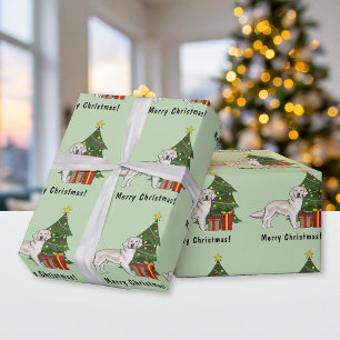 Englisch Cream Golden Retriever und Weihnachtsbaum Geschenkpapier