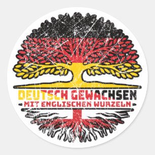 Englisch Deutsch Deutschland Baum Wurzel Runder Aufkleber
