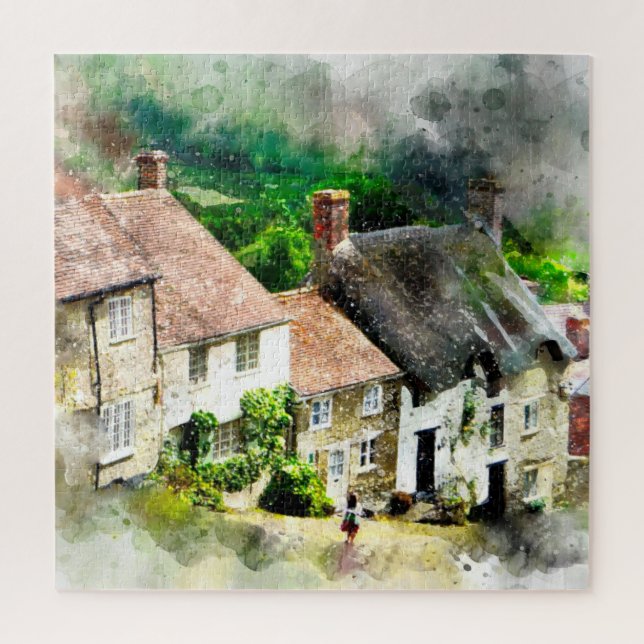 Englisch,England,Dorf,Häuser,Landschaft,Hütte Puzzle (Vertikal)